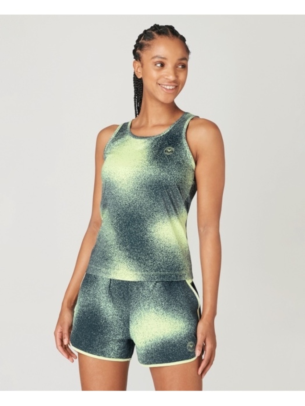 Wimbledon Sport Tennis Spray Performance Lime Green Racerback Athletic Tank Top